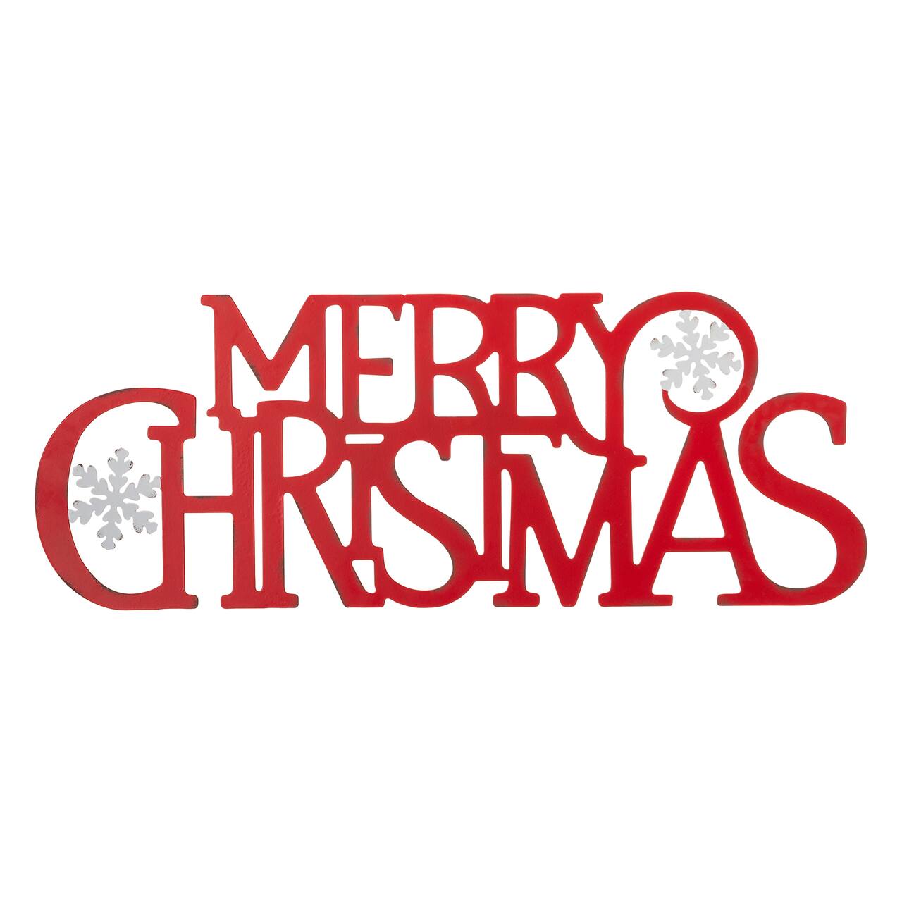 Glitzhome® 24" Red Merry Christmas Metal Wall Décor